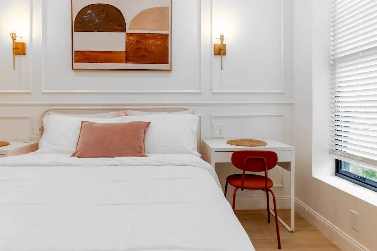 Interior renovation detail showing a clean vintage modern finish